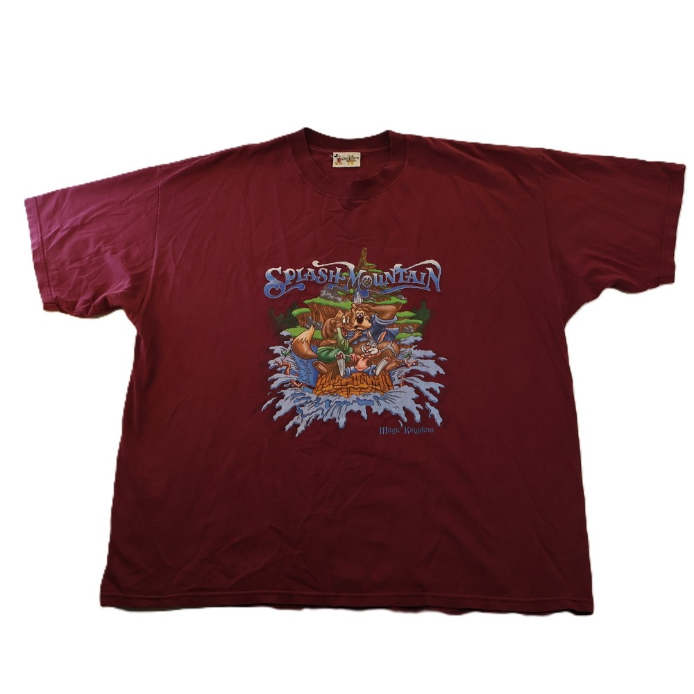 Disney Mens XXL T-Shirt Maroon Splash Mountain Magic Kingdom Vintage Made in USA